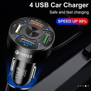 4 In 1 USB Car Charger, 4 Ports Fast Charger Adapter for Phones
